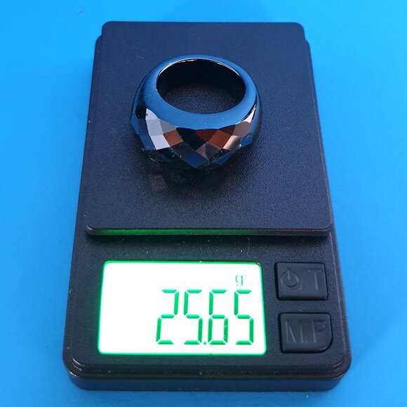 Chunky Faceted Black Obsidian Ring – Size 9 – Bold Statement Piece - Picture 13 of 15